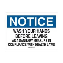 Señalamiento - NOTICE Wash Your Hands Before Leaving As A Sanitary Measure In Compliance With Health Laws