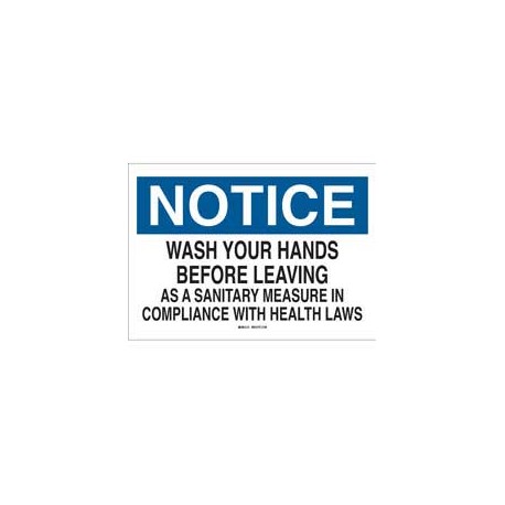 Señalamiento - NOTICE Wash Your Hands Before Leaving As A Sanitary Measure In Compliance With Health Laws