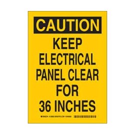 Señalamiento - CAUTION Keep Electrical Panel Clear For 36 Inches