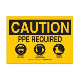 Señalamiento - CAUTION PPE Required Safety Glasses Hearing Protection Safety Shoes
